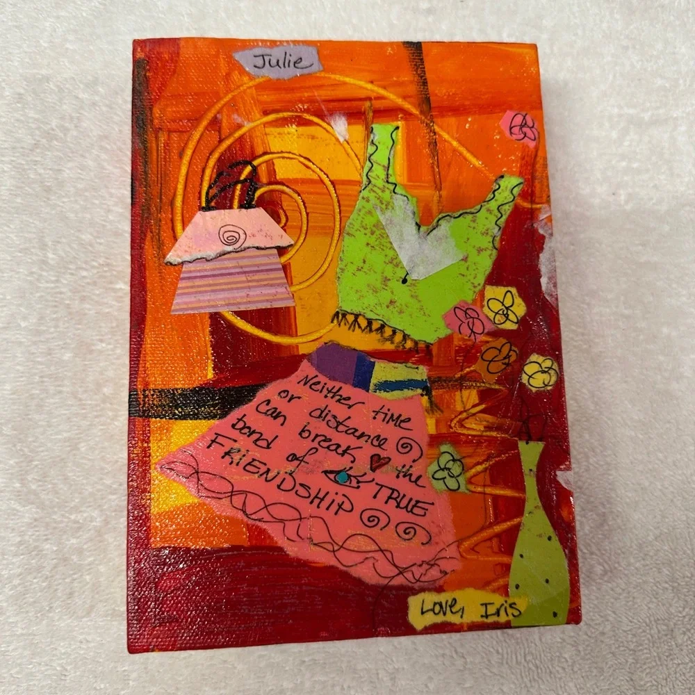 Original “Girl to Girl Mixed Media Collage” Friends Frame by Artist Colleen